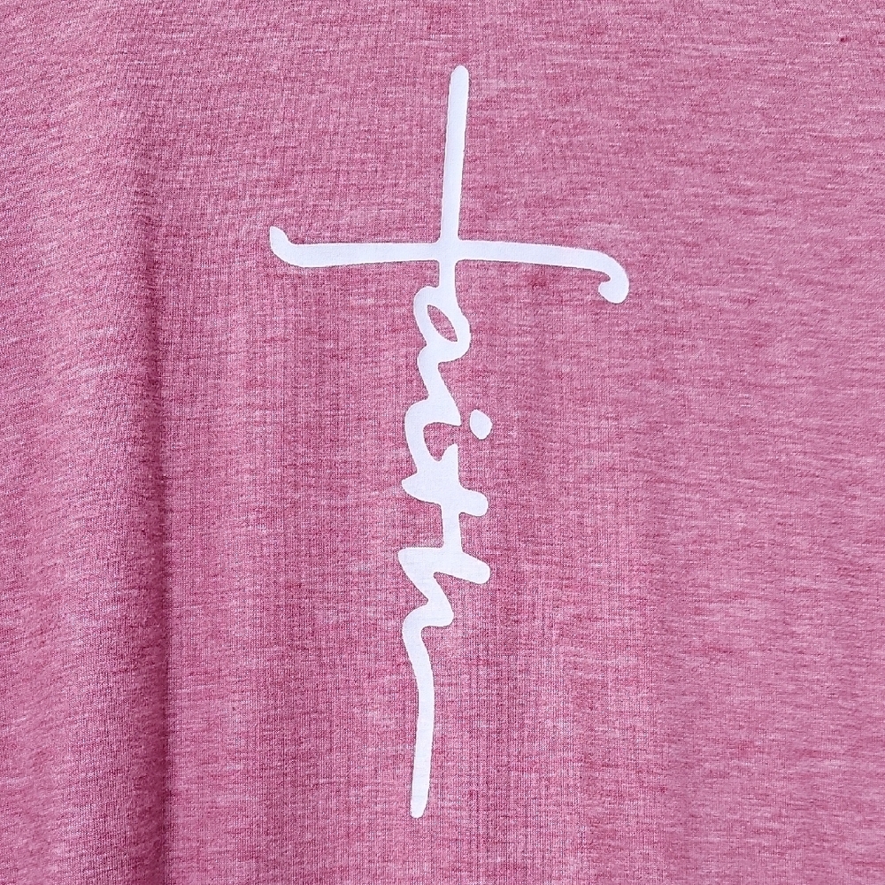 Pink 'Faith' Cross Graphic Pullover Sweatshirt - Picture 5 of 9